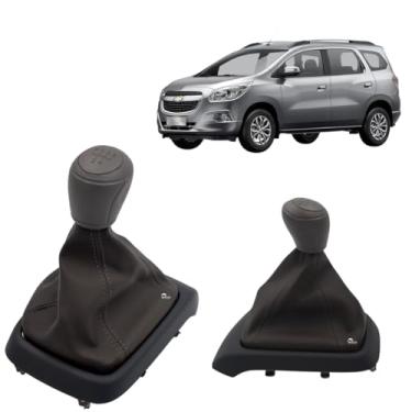 Imagem de Kit Coifa de Cambio Manopla Spin 2013 2014 2015 2016 2017 2018 Base Cinza Escuro Bola Cinza