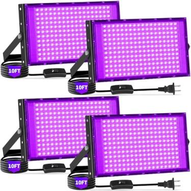 Imagem de YAYIT Holofote De Luz Negra 200 W Com Cabo 3 Metros + Interruptor, Estrutura Alumínio, Luzes Negras Led Para Ambientes Externos À Prova D'Água Ip66 Grandes Espaços, Festa Brilho, Halloween, Palco, A