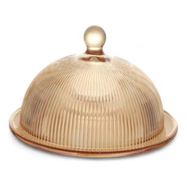 Imagem de Haüskraft - Queijeira de vidro Graffiato âmbar 20cm