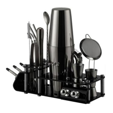 Imagem de ZZTWER Kit de bartender, 24 peças, kit de barman de aço inoxidável, ferramentas de bartender, ferramentas de mistura de utensílios de bar, conjunto de coqueteleira para bar e coqueteleira