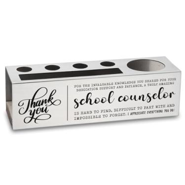 Imagem de Porta-lápis Thank You School Counselor com mensagem de agradecimento, organizador de mesa, presente para mulheres e homens, decoração de escritório inspiradora para graduação, aposentadoria, fim de