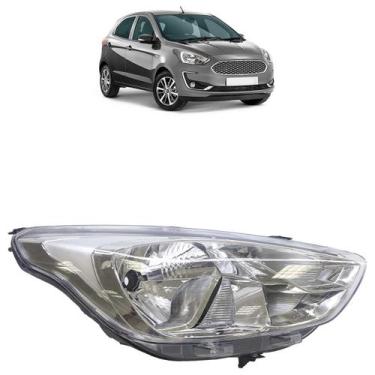 Imagem de Farol Dianteiro Ka 2019 2020 2021 2022 2023 Máscara Cromada Lisa Acríl