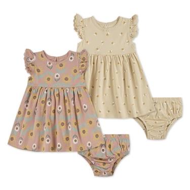 Imagem de HUGGIES Pacote com 2 vestidos para bebês meninas, Marzipão/girassóis, 6 Meses