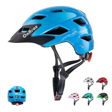 Imagem de OnBros Capacete de bicicleta infantil – capacetes de bicicleta para meninos ou meninas de 5 a 14 anos com viseira, capacete de bicicleta infantil para skate, scooter de montanha, ciclismo de estrada