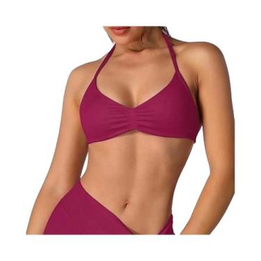 Imagem de Top De Sutiã Halter Com Tiras Finas E Suporte Alto Para Mulheres, Sem 