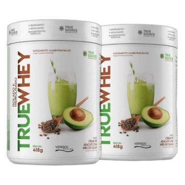 Imagem de Kit 2 Whey Protein Isolado Abacate Cacau 418G True Source