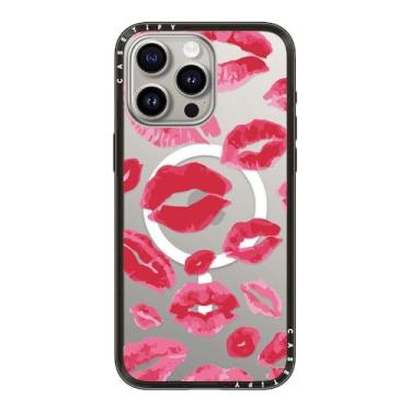 Imagem de CASETiFY Capa compacta para iPhone 15 Pro Max [Compatível com MagSafe/Fina/Proteção contra quedas de 1,2 m] - Almofadas de batom - Preto transparente