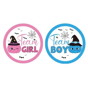 Imagem de 72 Adesivos de Abóbora Halloween para Revelação Sexo do Bebê, Decorações de 5,1cm para Meninos e Meninas Festas Revelação Sexo e Chás Bebê (Estilo 2)