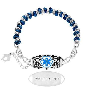 Imagem de Tobestu Pulseira de identificação de alerta médico com corrente de círculos ligados - Design durável à prova d'água para uso diário YA5541, Adjustable, Aço inoxidável, Sem Pedra Preciosa