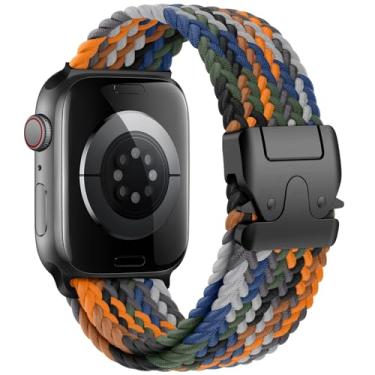 Imagem de Pulseira Trançada de Nylon Estilo Militar Compatível com Apple Watch Ultra 49mm, Series 10/9/8/7/6/5/SE – Correia Ajustável Parachute Strap 41mm 42mm 44mm 45mm 46mm (Cowboy, 38 40 41 S10-42mm)