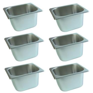 Imagem de 6 Cuba Gastronomica Inox 1/6x100 Gn Buffet Cozinha Restauran - JMA Ino