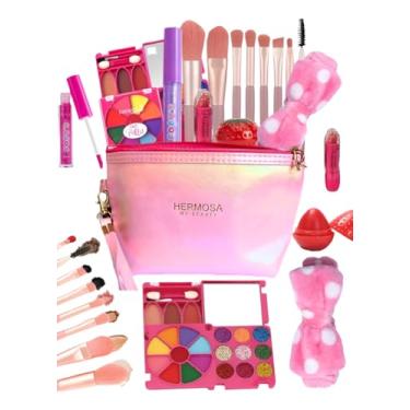 Imagem de Kit de Maquiagem Teen Infantil, Necessaire Rosa com Pincéis e Paleta de Cores, Presente para Meninas dias das Crianças