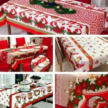 Imagem de Toalha De Mesa Natal Retangular 8 Lugares 145x295cm Poliéster - Bertoc