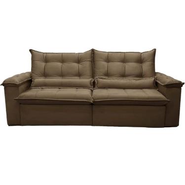 Imagem de Sofá Nigeria 240cm 4 Lugares Retrátil e Reclinável Tecido Veludo Trevo Cor Marrom