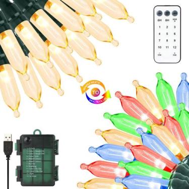 Imagem de Luzes de Natal Tcamp, operadas por bateria, 33 pés, 100 LED, USB