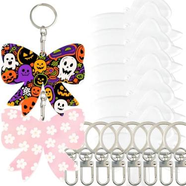 Imagem de Sublimação em branco clássico arco com chaveiro, chaveiro de laço acrílico para transferência de calor etiquetas de bagagem bolsa de mão charme decoração de casa artesanato suprimentos (5)