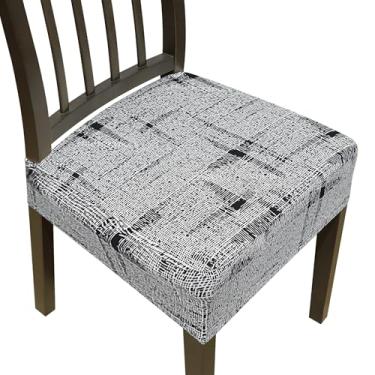 Imagem de Capas de cadeira de jantar, capas de assento para cadeiras de sala de jantar, conjunto de 6, capas elásticas para cadeira de cozinha, capa removível lavável para cadeira de sala de jantar, protetor de