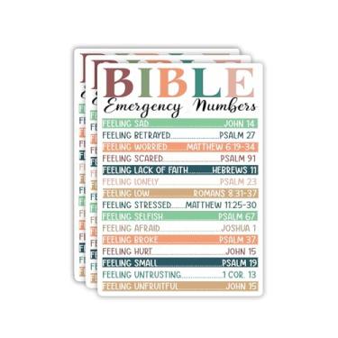 Imagem de Adesivo Cristão Números de Emergência da Bíblia Citações Inspiradoras Versículo da Bíblia Jesus Vinil Decalque Adesivos para Tumbler Laptop Kindle Garrafas de Água Livro Telefone Tablet - Tamanho 3x2