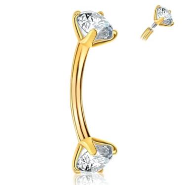 Imagem de ONESING Piercing de sobrancelha de titânio 16G, anéis internos para sobrancelhas, hipoalergênicos, verticais, labret, lábios, joia dupla, joia de torre, língua daith, piercing de barra curvada para