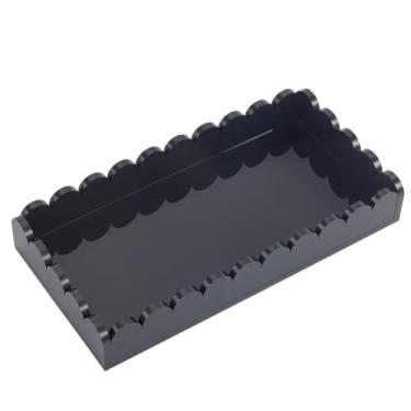 Imagem de CREATCABIN Bandeja de acrílico preta para banheiro, retangular, pia de cozinha, bancada, suporte de sabonete, para dispensador, cômoda, tanque, perfume, decoração de casa, 10 x 20 x 3 cm