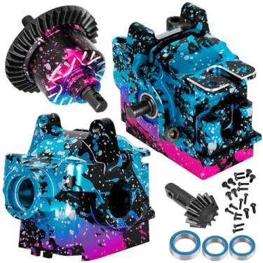 Imagem de BRCatWPark Aluminium Transmission Gearbox Upgrades Part for 1/10 Slash/Rustler/Stampede/Jato VXL 4X4 4WD,XO-1,RC Front Rear Gearbox & 37T Differential Gear,#6880#6881,Colorful(Blue Pink Tone)