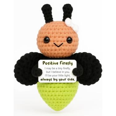 Imagem de Cute Positive Firefly Crochet Plush - Mini Handmade Affirmation Doll with Inspirational “Always by Your Side” Card - Encouragement & Support Gifts for Friends, Daughter, Girlfriend, Women