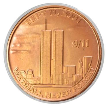 Imagem de Heavenly Metals Torres Gêmeas Do 11 De Setembro Que Nunca Esqueceremos - Moeda Desafio Colecionável 1 Oz Em Cápsula Cobre Puro .999