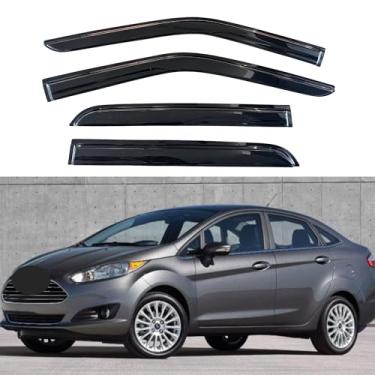 Imagem de KPY Protetor de chuva compatível com Ford Fiesta Hatchback 2009-2019, 4 peças viseira de janela lateral defletores de ventilação fita adesiva estilo Mugen, 2009 2010 2011 2012 2013 2014 2015 2016 2017