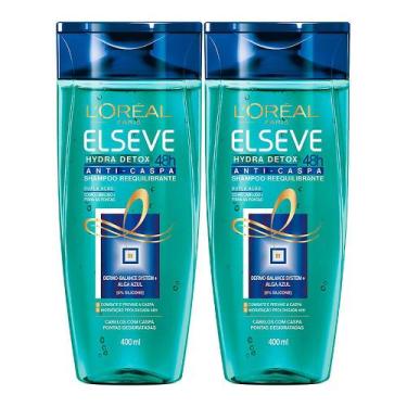 Imagem de Kit 2 Shampoo Elseve Hydra Detox Anti-Caspa com 400ml