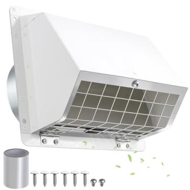 Imagem de Tampa de ventilação do secador externa de 12 cm, tampa de ventilação do secador para parede externa, exaustor externo de parede com tela e amortecedor, tampa de ventilação do secador para duto casa