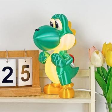 Imagem de Lâmpada de dinossauro impressa em 3D, luz noturna exclusiva alimentada por USB com interruptor em linha, decoração de mesa LED divertida para fãs de jogos, quarto infantil, configuração de jogadores e