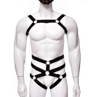 Imagem de Conjunto Harness Elástico Masculino com Tanga e Arreio - Almah Fashion