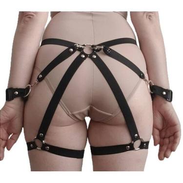 Imagem de Cinta Liga Leg Garter Cinto Elástico com Algemas e Bracelete - Almah F