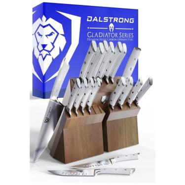Imagem de Conjunto de Facas com Bloco de Bancada e Cabo Ergonômico, 18 Peças, DALSTRONG, Marrom