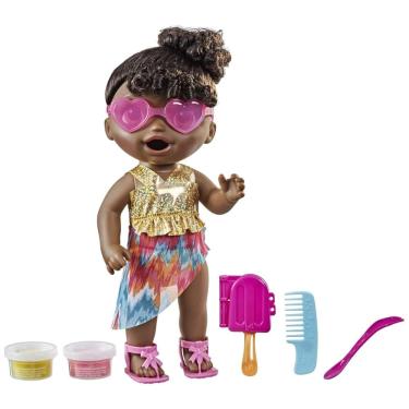 Imagem de Boneca Sunshine Lanches com Tema de Verão, Molde de Picolé, Come e Faz Cocô para Crianças Acima de 3 Anos, Baby Alive, Cabelo Preto