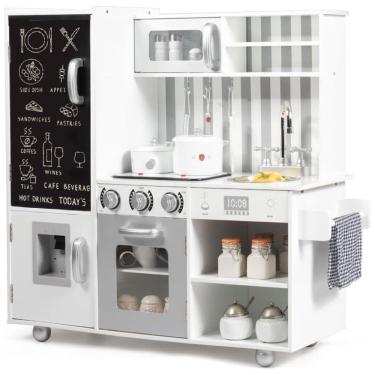 Imagem de Cozinha Infantil em Madeira com Som Realista, Quadro Negro, Dispensador de Água, Forno...