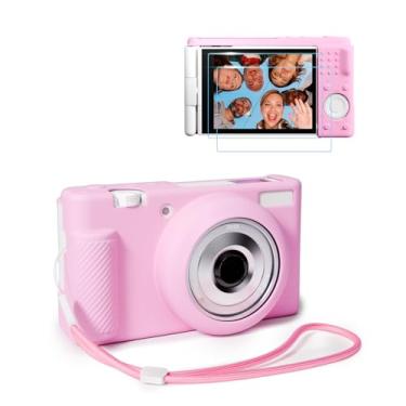 Imagem de TYUANDOUER Capa para câmera Vlog Sony ZV-1F/ ZV-1 II/ZV-1M2, capa de silicone para câmera ZV1F com 2 peças protetoras de tela e alça de pulso, capa macia antiarranhões para acessórios Sony ZV1F - rosa