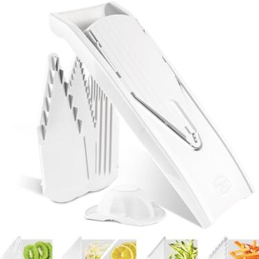 Imagem de Börner V1 ClassicLine Mandoline Starter Set (6 peças) • V-Slicer Classic + protetor de segurança + 2x inserções Julienne (3,5 mm e 7 mm) + inserção de fatiar + protetor de lâmina • Cortador de
