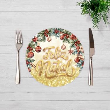 Imagem de Kit C/ 6 Capas Para Sousplat 35cm Natal Estampado Noel Mesa Posta (SNAT0082)
