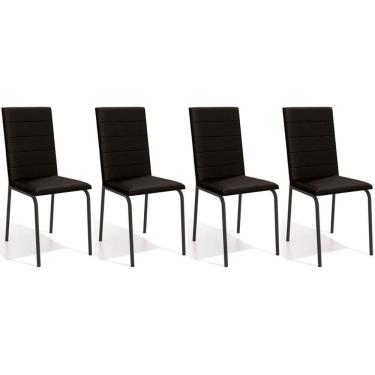 Imagem de Cadeira De Cozinha Amsterdã C091prf Aço Kit 4 Un Preto Fosco-corano Preto 110 - Kappesberg