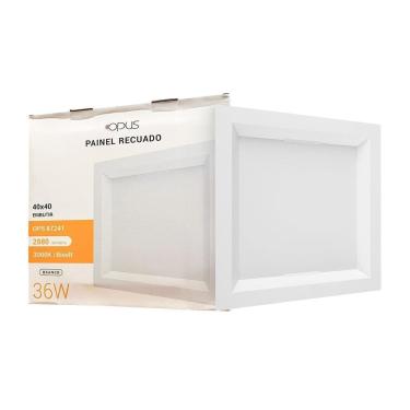 Imagem de Painel Recuado Led Branco Embutir 36W Quadrado 40Cm Quente