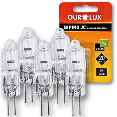 Imagem de Kit 5 Lampadas Halogena Bipino Jc 20W 12V G4 - Ourolux