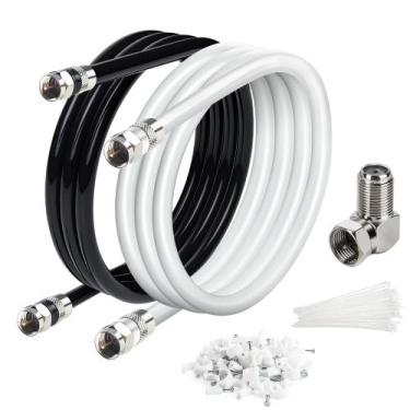 Imagem de Cabo coaxial Elecan RG6 3 GHz 10 pés/2 pacotes com blindagem quádrupla