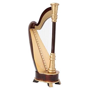 Imagem de Ymiko Modelo de Instrumento Musical Artesanal de Harpa de Madeira Em Miniatura de 25 Cm Com Caixa para Decoração de Casa e Exibição de Mesa de Escritório