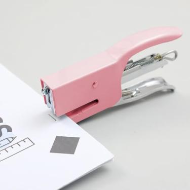 Imagem de Grampeador para papelaria, grampeador multicolorido, grampeador para casa, escritório, grampeador portátil, grampeador elegante, rosa