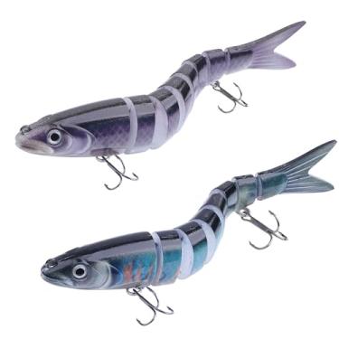 Imagem de 2 peças de isca realista para água doce e salgada robalo truta tipo de peixe Walleye Pike Bluegill Salmão de afundamento lento iscas de pesca realista 8 segmentos equipamento de pesca familiar