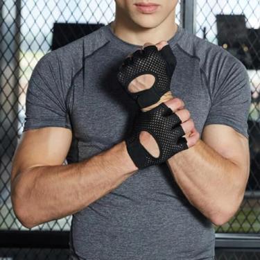 Imagem de 1 par de luvas de fitness pretas de meio dedo para ciclismo ao ar livre, meio dedo, luvas masculinas e femininas de verão