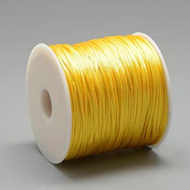 Imagem de Fio de nylon acetinado de 1 mm para fabricação de joias, acabamento de contas brilhantes e sedosas, tranças, aparar, enrolar, artesanato, pulseiras de macramê Kumihimo, ouro