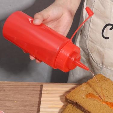 Imagem de Garrafas de plástico para espremer garrafas multiuso para ketchup, condimentos, molho de churrasco, molho, churrasco, artesanato e muito mais (vermelho, 480 ml)