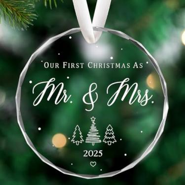 Imagem de Apanhador de sol de cristal para janelas – apanhadores de sol com prismas, nosso primeiro enfeite de pendurar redondo de Natal para Natal, casamento, jardim, decoração de casa, presente